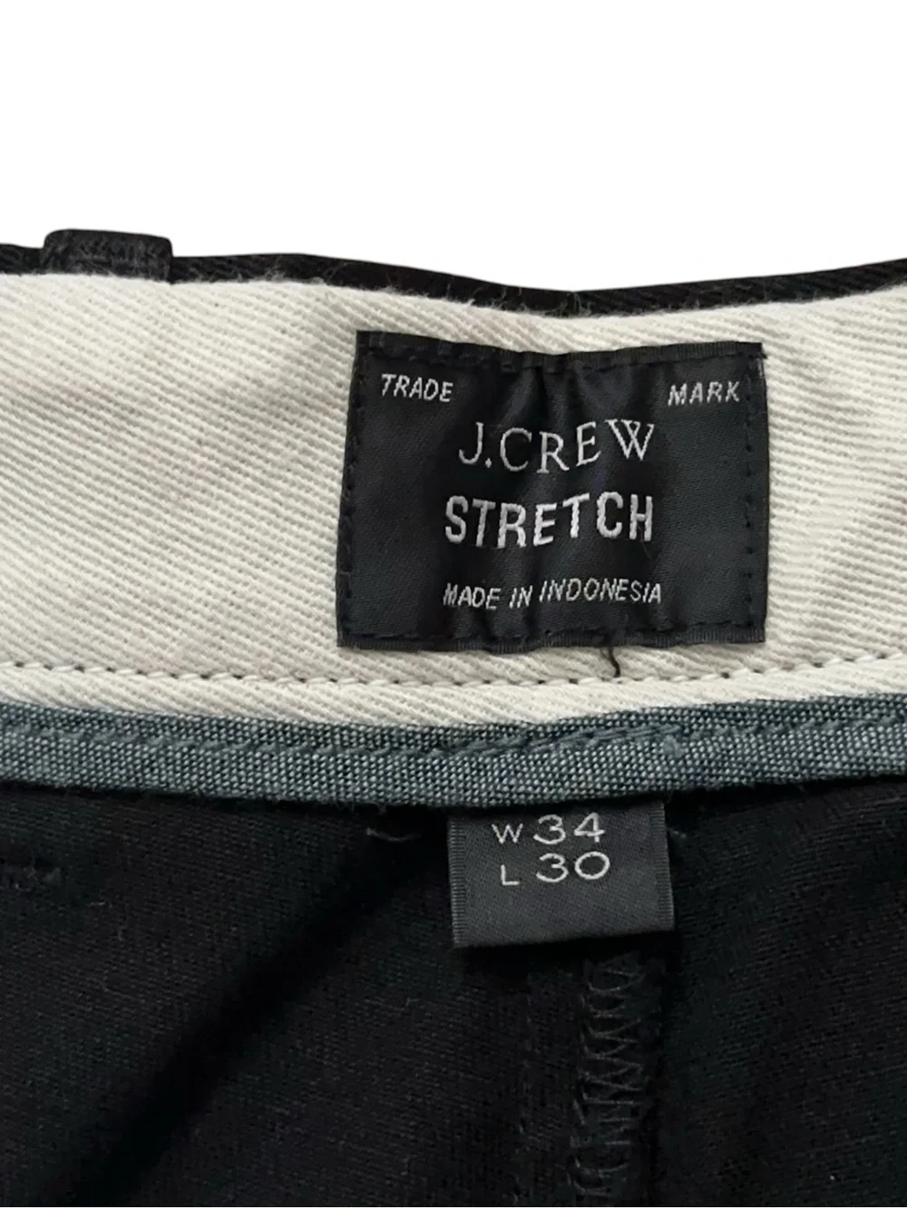 J.Crew Chino Pants Mens Size 34x30 770 Straight Flat Front Stretch Black NEW